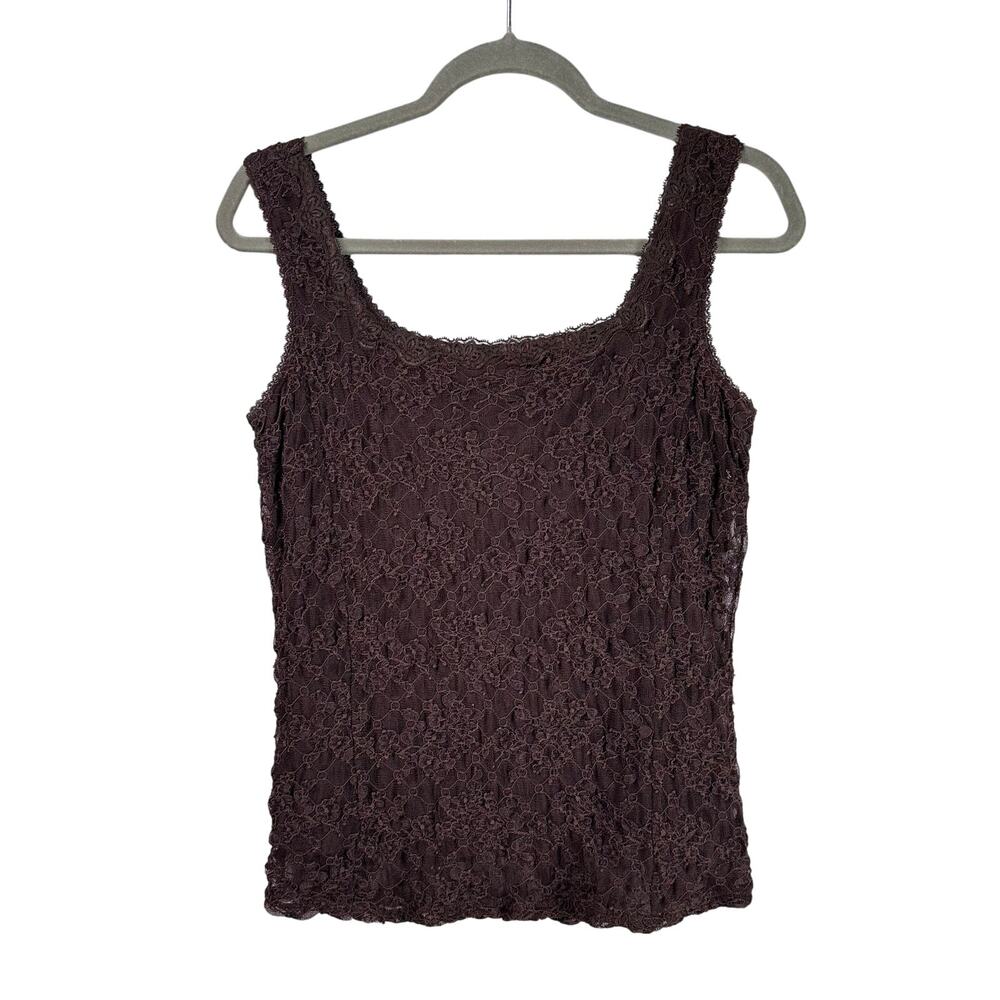 Coldwater Creek Lace Overlay Tank Size S (6-8) Brown Forest Fairy Dark Romantic